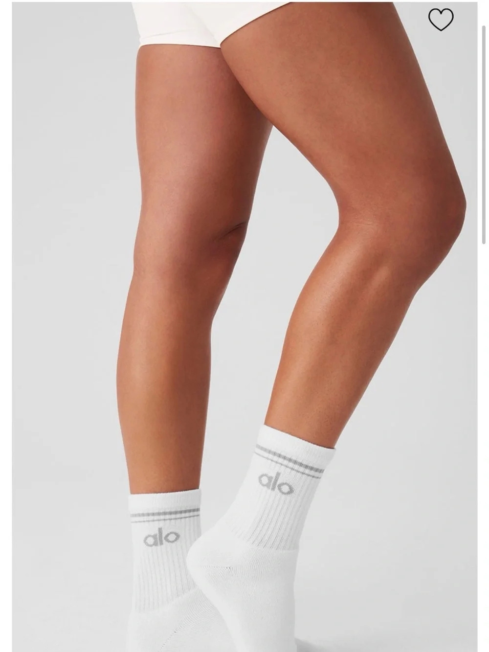 ALO Unisex Half Crew Throwback 🧦 White/Titanium (Gently Worn) Size: Medium